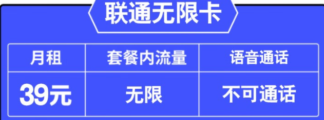 新店沖量 聯(lián)通無限卡 39元月租+無限全國(guó)通用流量+可隨時(shí)銷戶 長(zhǎng)期套餐
