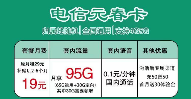 電信19元純流量卡套餐推薦 元春卡、錦鯉卡19元大流量不限速全國通用