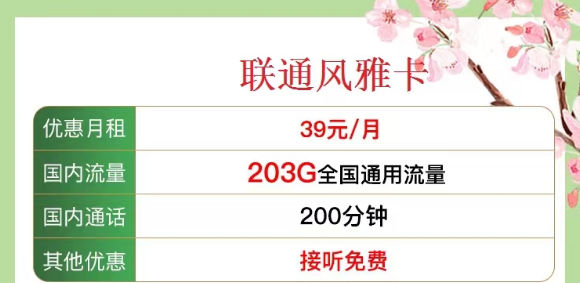 有沒有既有流量又有語言的 聯通流量卡？優享套餐39元風雅卡、33元金兔卡|203G/103G純通用流量|100/200分鐘